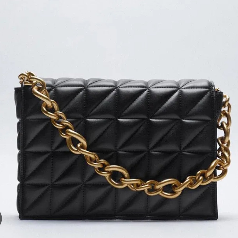 Zara Quilted Chain Shoulder Bag